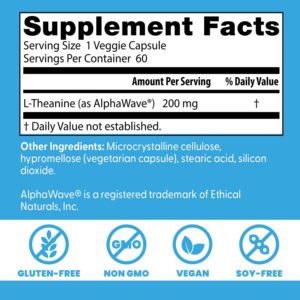 Doctor's Best L-Theanine AlphaWave Supports Relaxation and Mental 60 Veggie Caps - Görsel 2