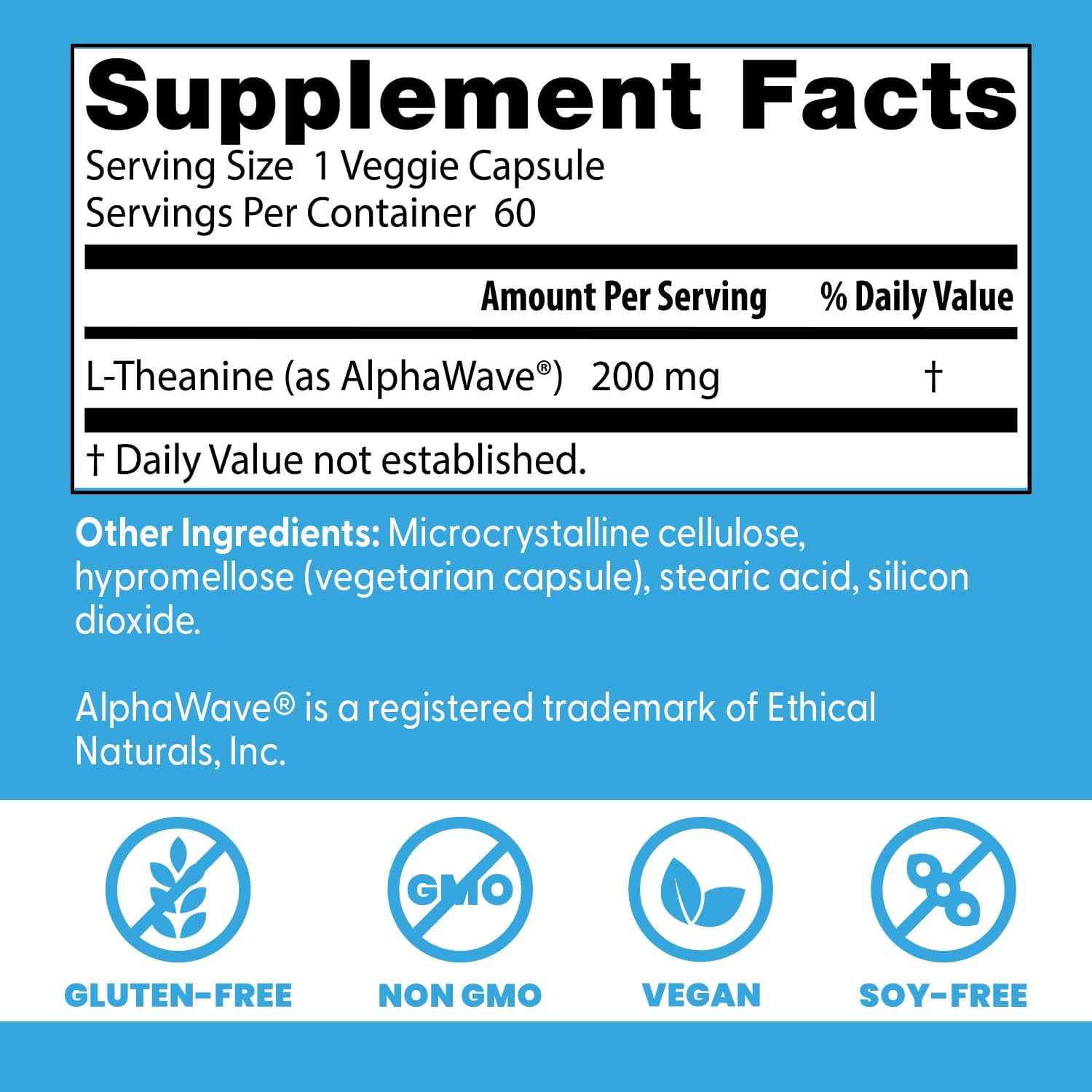 Doctor’s Best L-Theanine AlphaWave Supports Relaxation and Mental 60 Veggie Caps