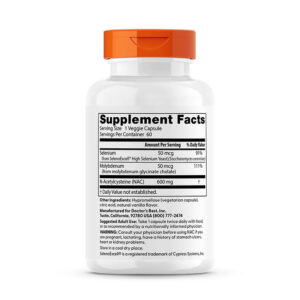 Doctors Best NAC Molybdenum Detox Regulators, Supports Cellular Health & Liver 60 Veggie Caps