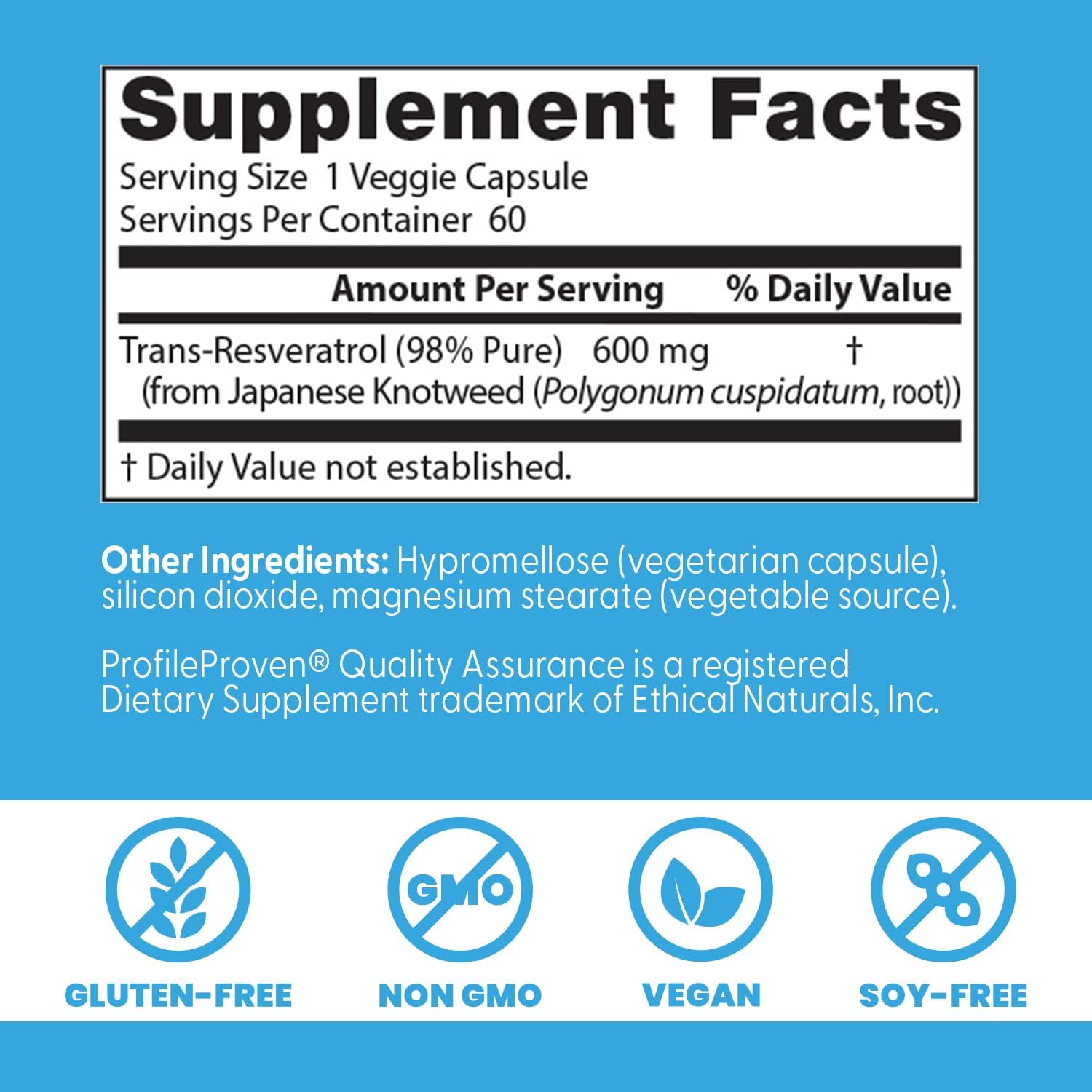 Doctor's Best Trans-Resveratrol 600 98% Pure Brain & Cognitive 60 Veggie Caps - Görsel 3