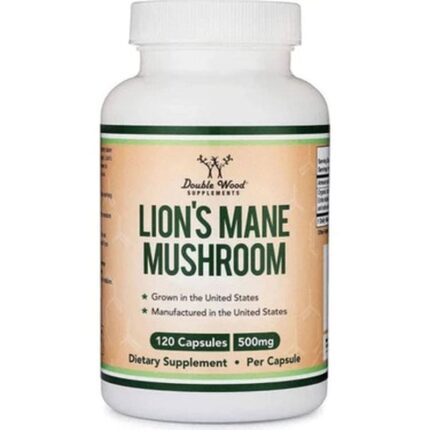 DOUBLE WOOD Organic Lions Mane Mushroom Capsules Brain Support and Immune Health 120 Caps