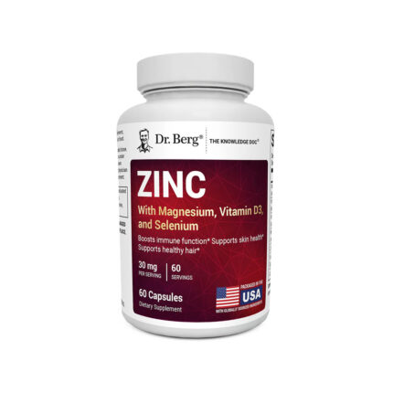 DR.BERG Zinc with Magnesium, Vitamin D3, and Selenium – 30 mg of Zinc – 60 vegetable capsules