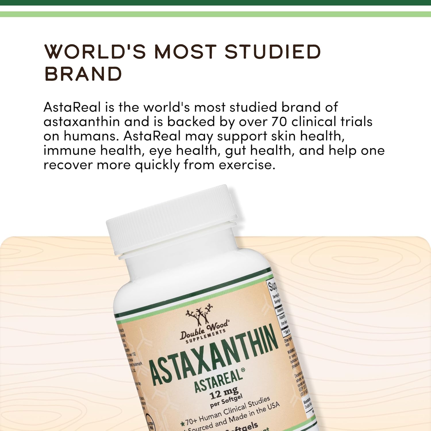 Double wood Astaxanthin 12mg Max Strength Antioksidan Eye Skin Health 60 Softgels