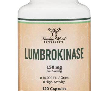 Double Wood Lumbrokinase Enzymes 10,000 FU Cardiovascular and Blood Circulation Support 120 Caps