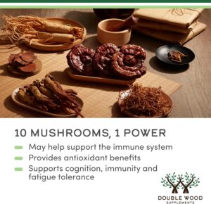 Double Wood Mushroom Lion's Mane Reishi Cordyceps and Turkey Tail 120 Caps - Görsel 3