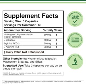 Double Wood Nitric Oxide Booster with Nitrosigine L Arginine and L Citrulline 180 Caps - Görsel 2