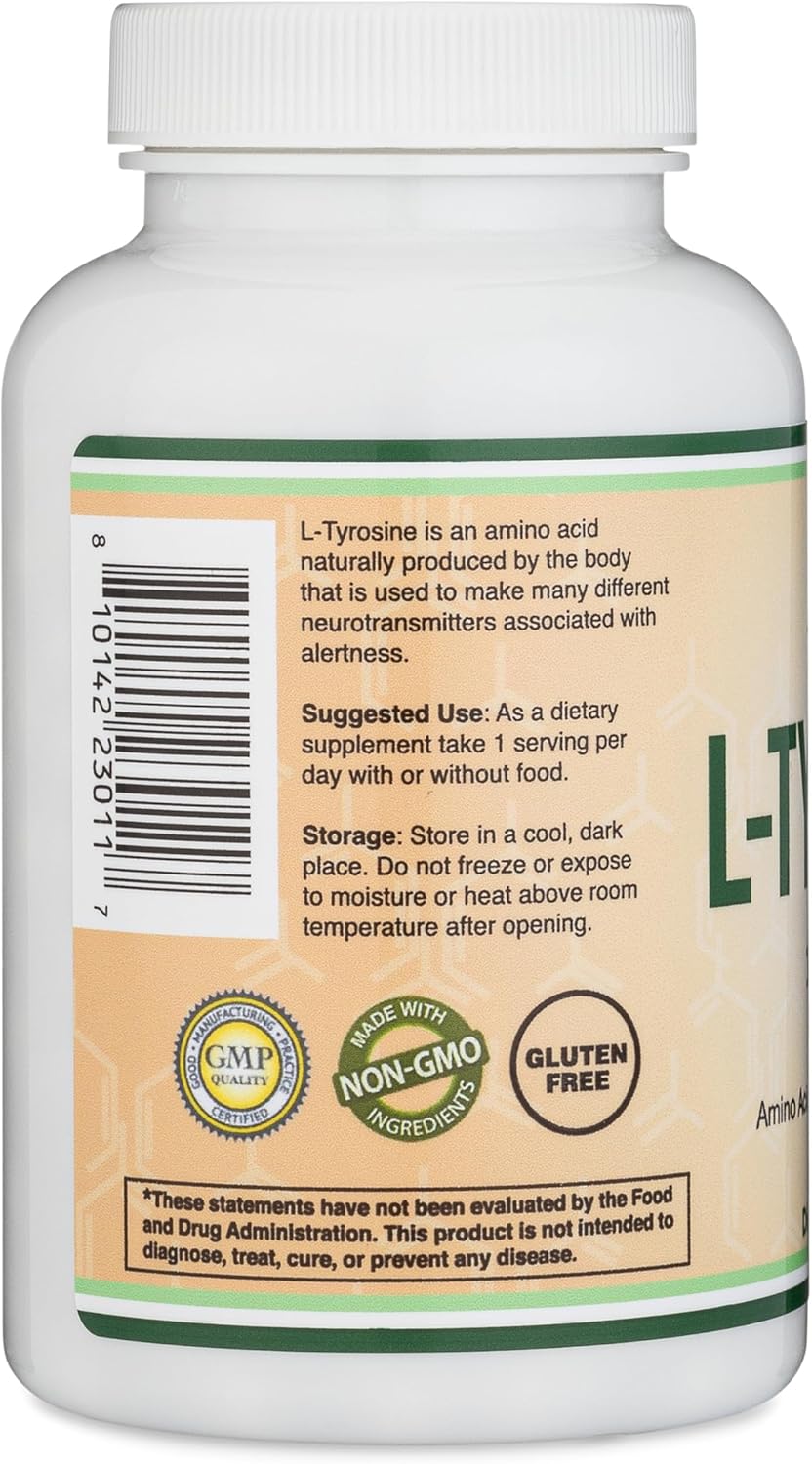Double Wood L-Tyrosine Memory Attention and Focus Amino 1,000mg 120 Veggie Caps - Görsel 2