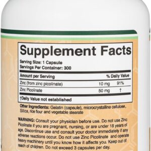 Double Wood Zinc Picolinate Çinko Immune Support 50mg 300 Caps