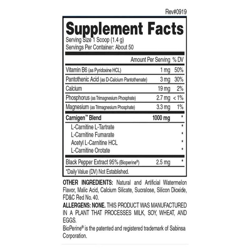 Evogen Carnigen Acety L-Carnitine  Powder 50 Servis