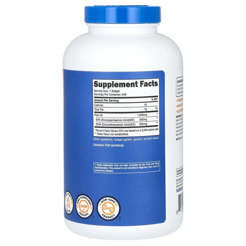 Nutricost Fish Oil Balık Yağı 1000mg 560mg of Omega 3 240 Softgels - Görsel 3