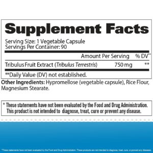 GAT Tribulus Male 750 Performance Enhancement 90 Herbal Capsules