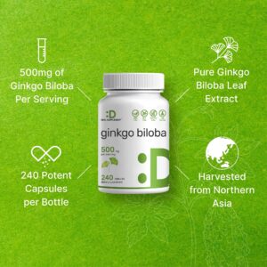 Deal Supplement Ginkgo Biloba Leaf Extract 500mg Per Serving, 240 Capsules - Görsel 3