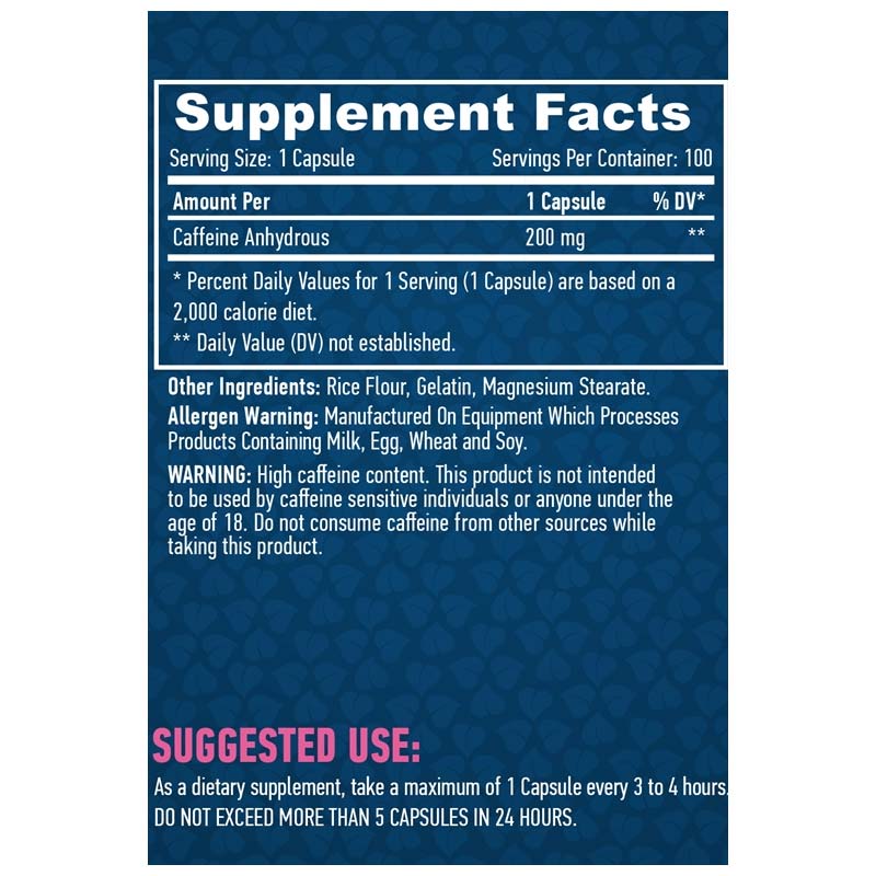 HAYA LABS Caffeine 200 mg  100 Caps