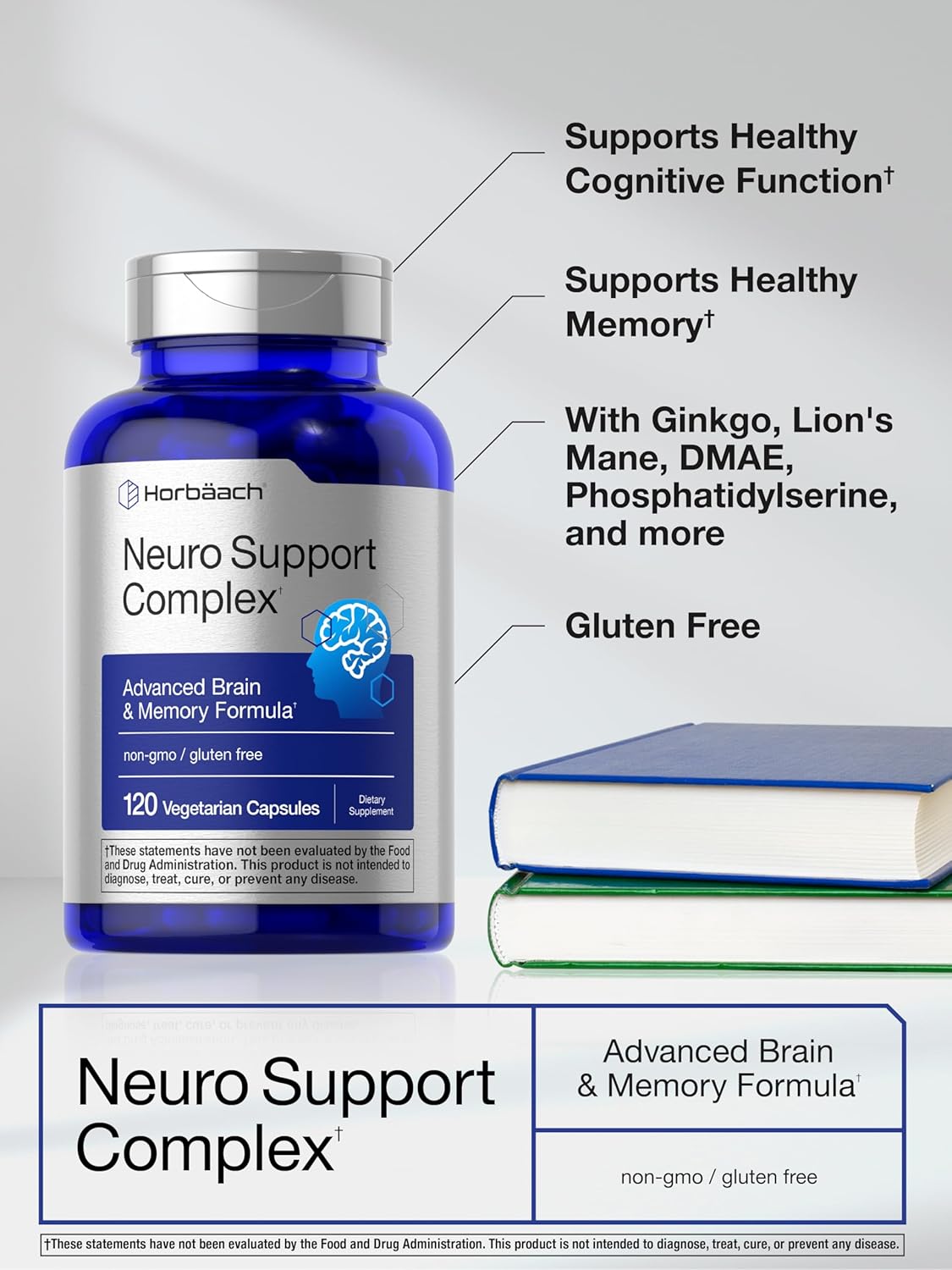 Horbäach Brain Neuro Choline Memory with Phosphatidylserine Dmae Bacopa Lions mane 120 Caps - Görsel 2