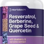 Horbäach Resveratrol Berberine Grape Seed & Quercetin | with Blueberry & Red Wine Extract | 120 Capsules