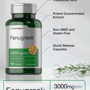 Horbäach Fenugreek Seed Çemen otu 3000 mg 150 Caps