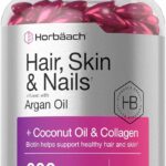 Horbäach Hair Skin and Nails Vitamin with Biotin and Collagen Infused with Argan Oil and Coconut Oil 300 Softgels