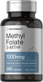 Horbäach Methyl Folate 5-MTHF Folic Acid 1000 mcg 200 Caps