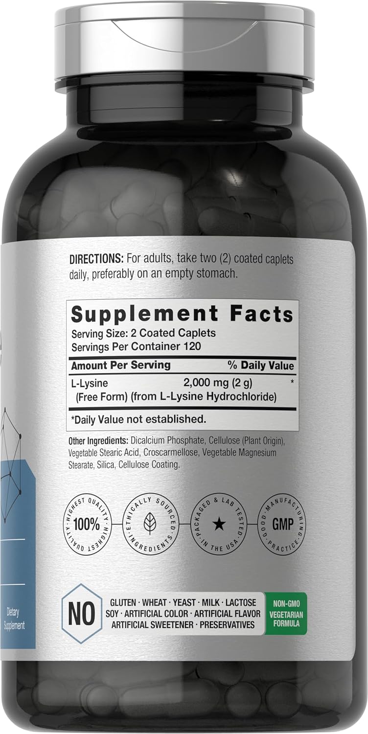 Horbäach L-Lysine 2000mg 240 Caplets Vegetarian - Görsel 3