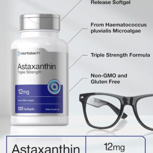 Horbäach Astaxanthin Triple Strength Eyes Skin Health 12mg 120 Softgels