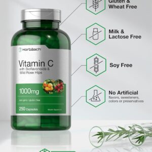Horbäach Vitamin C 1000mg Bioflavonoids and Rose HIPS High Strength Formul 250 Caps