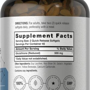 Horbaach Glutathione 500mg per serving 90 Liposomal Softgels