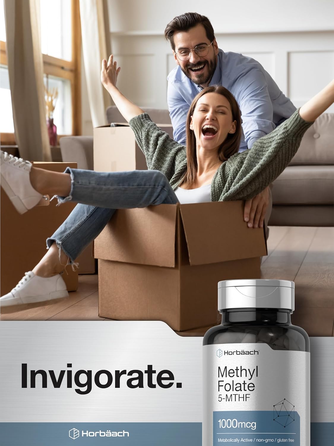 Horbäach Methyl Folate 5-MTHF Folic Acid 1000 mcg 200 Caps - Görsel 2