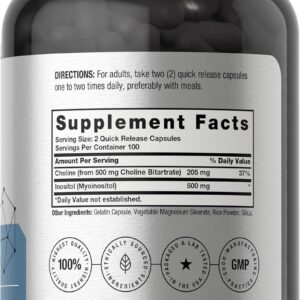 Horbaach Choline Inositol 1000mg 200 Caps