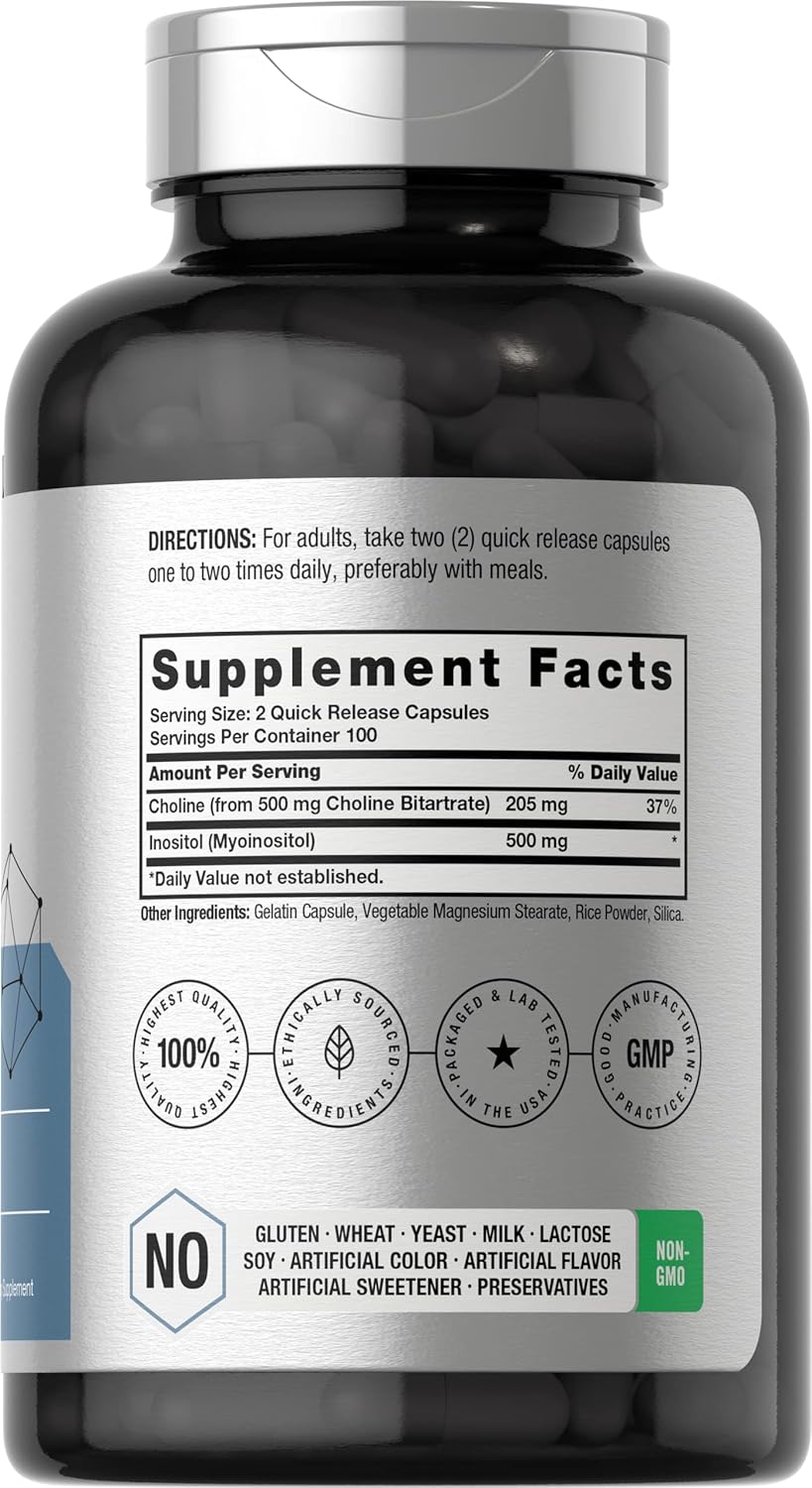 Horbaach Choline Inositol 1000mg 200 Caps - Görsel 2