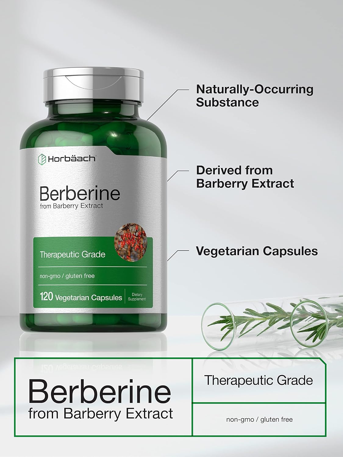 Horbaach Berberine HCL Barberry Extract 500mg 120 Caps - Görsel 2
