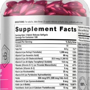 Horbäach Hair Skin and Nails Vitamin with Biotin and Collagen Infused with Argan Oil and Coconut Oil 300 Softgels