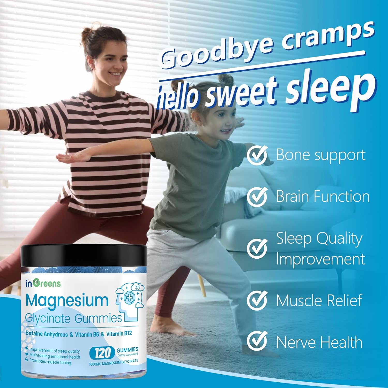 İngreens Magnesium Glycinate Betaine Sleep Relaxation & Focus Support 120 Gummies - Görsel 4