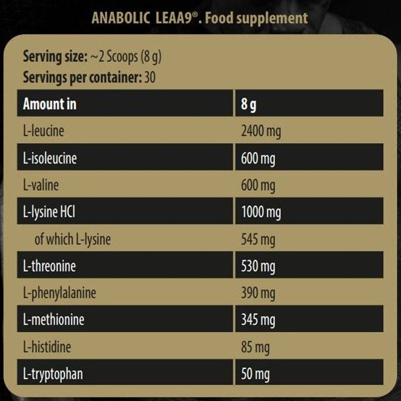 KEVIN LEVRONE Anabolic LEAA9 Leucine Enriched Essential Amino - Görsel 2