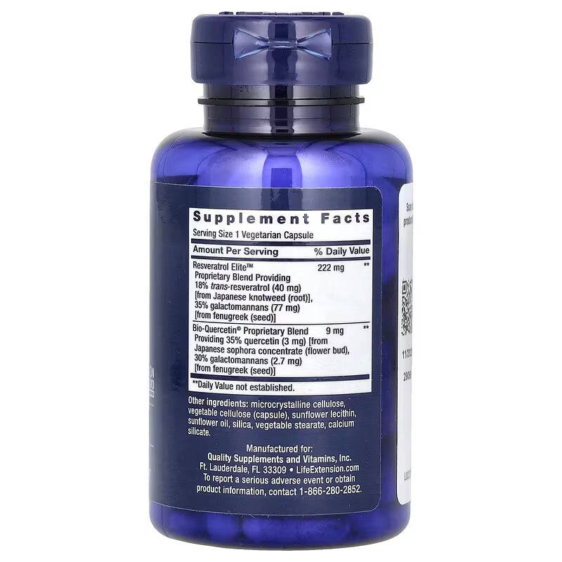 Life Extension Resveratrol Elite (Trans-Resveratrol & Quercetin) 60 Kapsül - Görsel 2