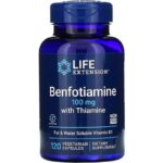 Life Extension Benfotiamine with Thiamine Fat & Water Soluble Vitamin B1 Healthy Metabolism 120 Caps