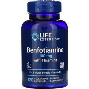 Life Extension Benfotiamine with Thiamine Fat & Water Soluble Vitamin B1 Healthy Metabolism 120 Caps