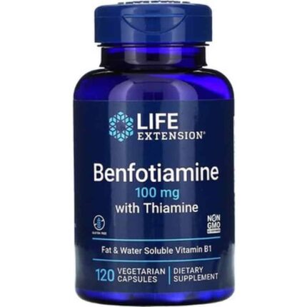 Life Extension Benfotiamine with Thiamine Fat & Water Soluble Vitamin B1 Healthy Metabolism 120 Caps