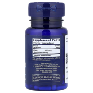 Life Extension Lithium Brain & Cognitive 1,000 mcg 100 Vegetarian Capsules