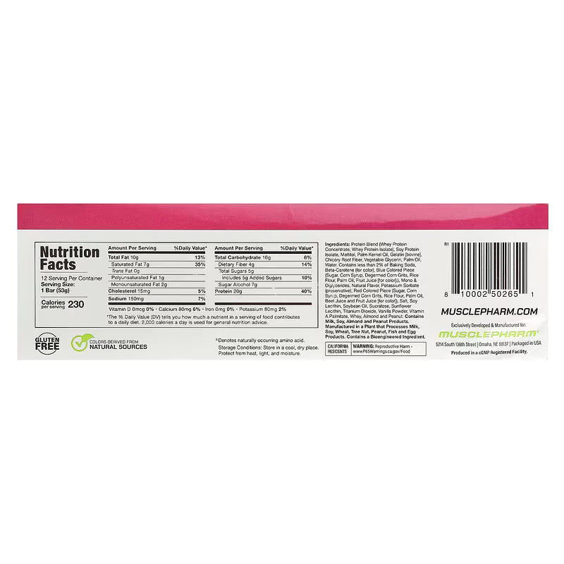 MusclePharm Combat Ready Protein Bar Confetti Birthday Cake