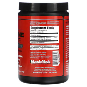 MuscleMeds, Mikronize Glutamine Gh Recovery Decanate, Unflavored 300 Gr – 60 servis