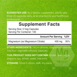 Deal Supplement Magnesium(Magnezyum) Citrate 400mg Per Serving, 300 Veggie Capsules - Görsel 4