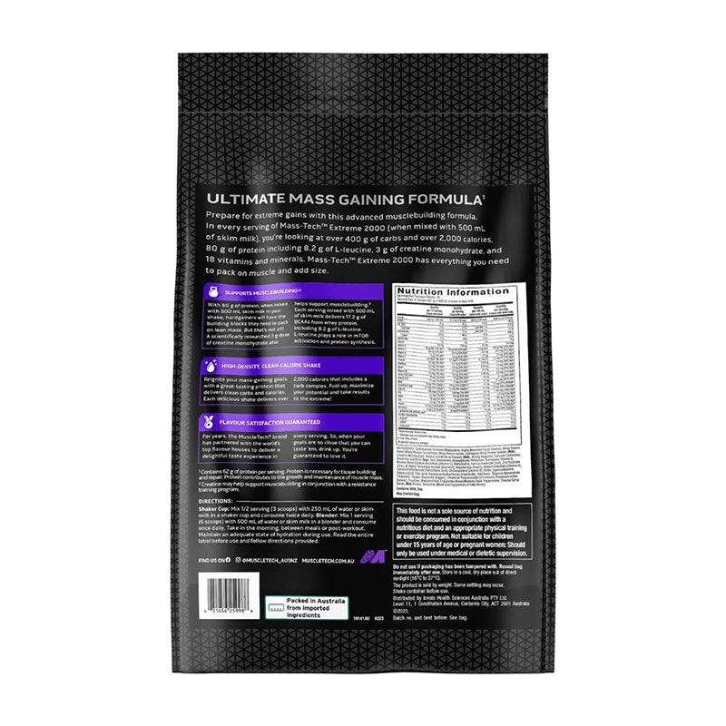 MuscleTech Masstech Extreme 2000 High Protein Food For Weight Mass Gainer 5,44 Kg - Görsel 3
