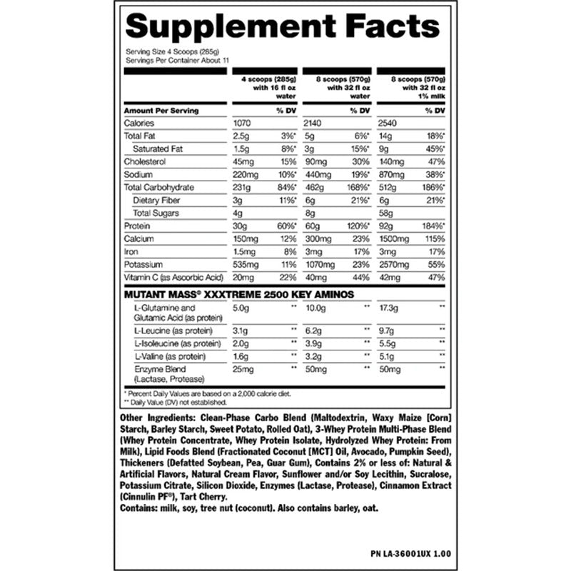 Mutant Mass Extreme 2500 Gainer 9 Kg