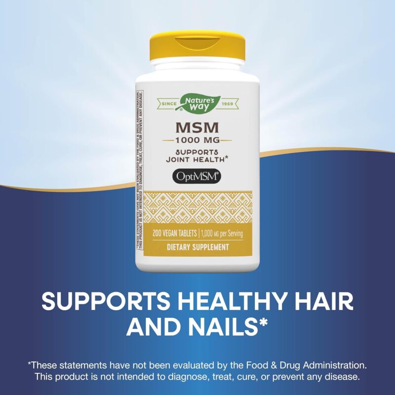 Nature's Way MSM 1000 mg - Joint Health With Methylsulfonylmethane 200 Vegan Tablet