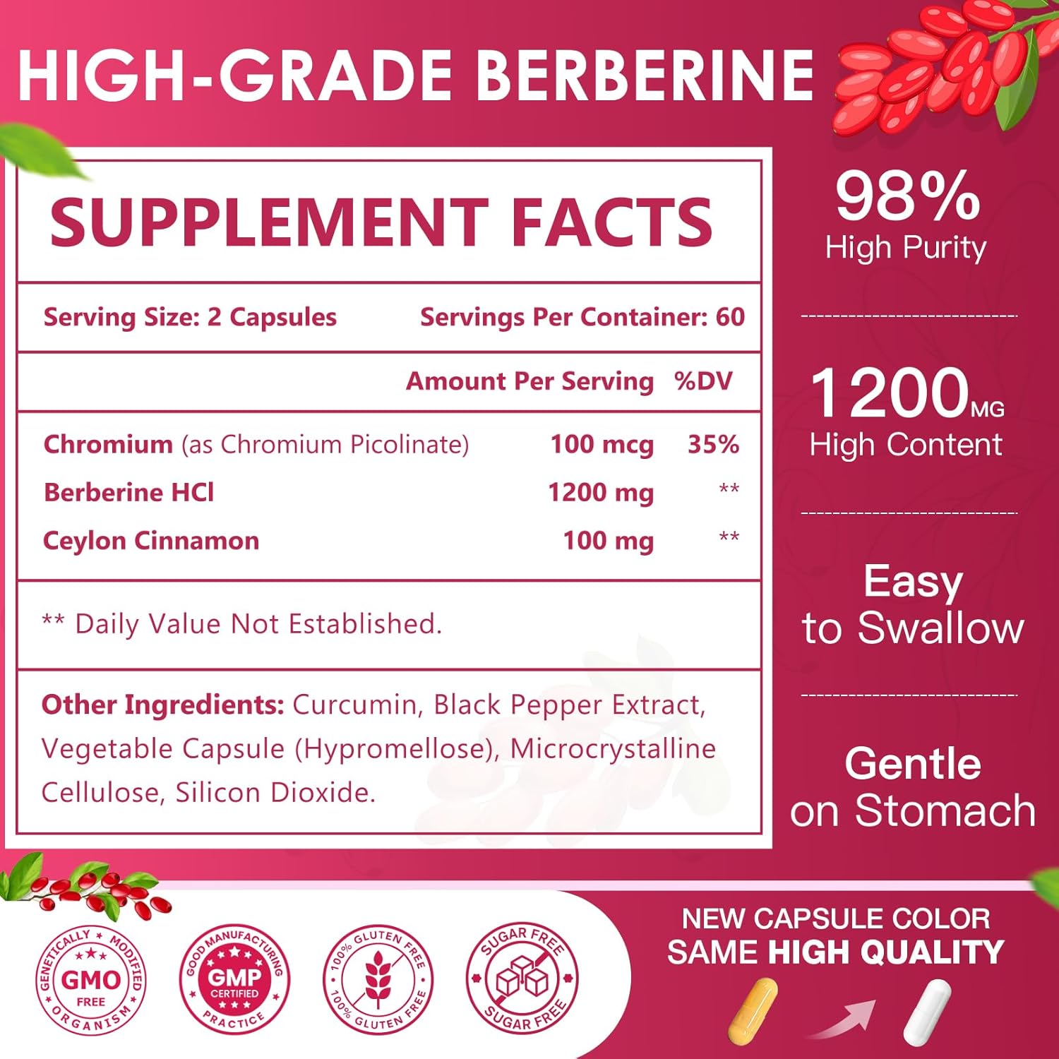 Nature Target Berberine HCl 1200mg 120 Caps - Görsel 2