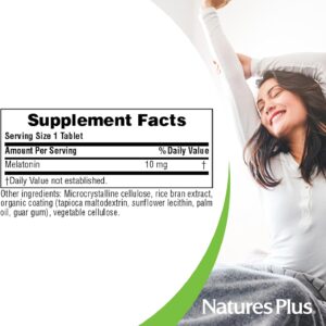 NaturesPlus Melatonin 10 mg – 90 Fast-Acting Tablets – Vegan, Gluten Free – 90 Servings
