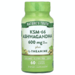 Nature’s Truth KSM66 Ashwagandha Plus L-Theanine 60 Coated Caplets
