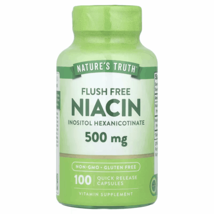 Nature's Truth Flush Free Niacin Vitamin B3 Inositol 500 mg 100 Quick Release Caps