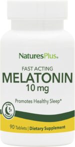 NaturesPlus Melatonin 10 mg - 90 Fast-Acting Tablets - Vegan, Gluten Free - 90 Servings