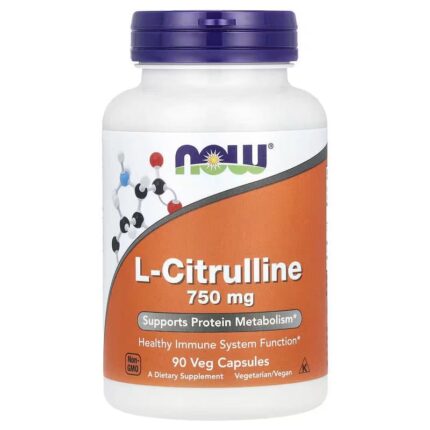 NOW Foods L-Citrulline 750 mg Supports Protein Metabolism Amino Acid 90 Veg Caps